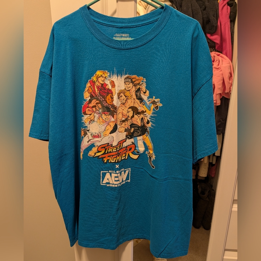 AEW Street Fighter Blue Tee